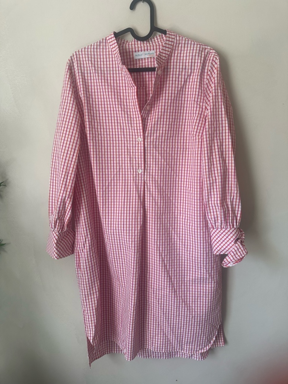Audrey Brooke Pink Checked Long Sleeve Shirt Dress